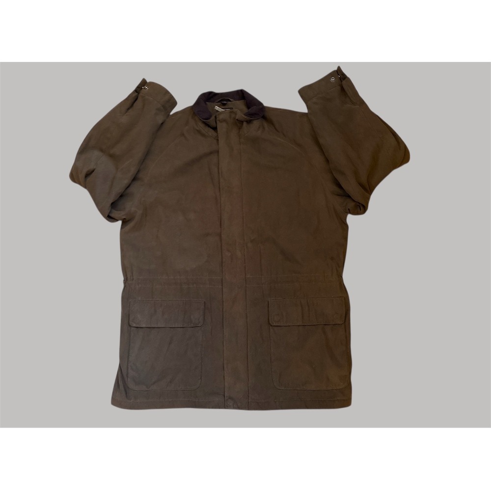 Claiborne Sueded‎ Finish Mens Jacket Brown XL Full Zip Pockets Outerwear